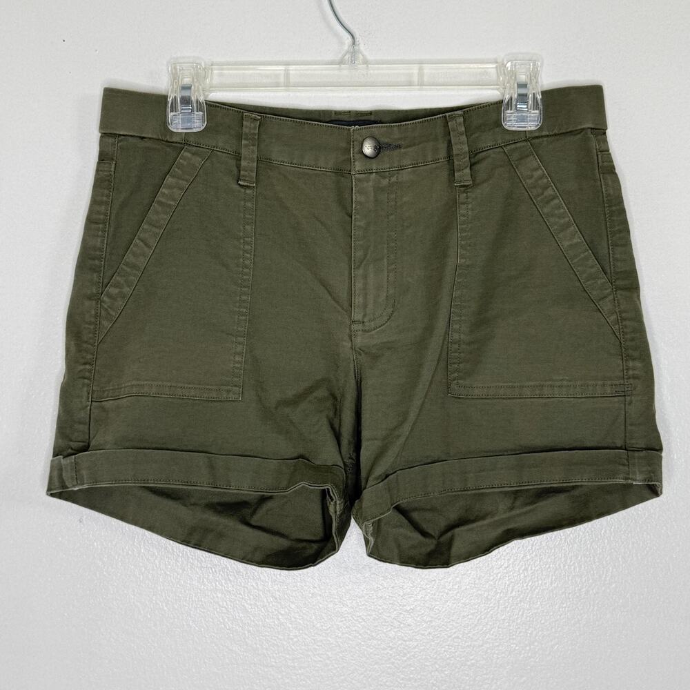 Toad&Co Shorts Womens 8 Green Chino Stretch Cuffed Casual Travel Outdoor 5"